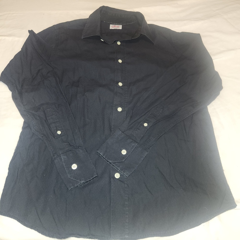 Jachs Just A Cheap Shirt Mens Black Textured Dobby Cotton Button Down 500-25402 - Picture 2 of 5